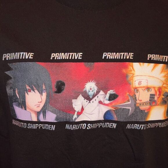 Anime Primitive x Naruto Shippuden Final Fight Black T-Shirt Size Medium #76 - Picture 3 of 4